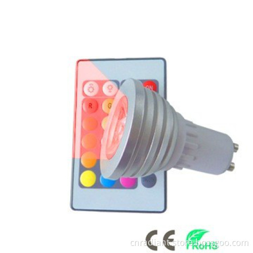 3W MR16 led mood light, 16-colors, IR remote controlled 4-7m distance